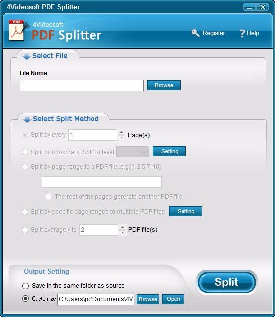 4Videosoft PDF Splitter,PDF分割工具,PDF分割